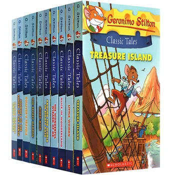 10 Knyga/set Džeronimas Stiltonas Klasikinių Pasakų anglų kalba Istorija Knygelių Vaikams Mokytis anglų kalbos, Skaityti Knygas Vaikams