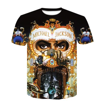 2023 Naujas Populiarus Marškinėliai Michael Jackson Pavojingų Albumo Viršelio Vyrai Moterys 3D Spausdinimo Mados Hip-Hop Prekės ženklo Mados Marškinėlius Harajuku