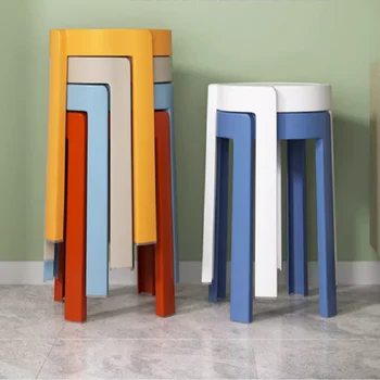 4 Plastikinės Kėdės, Sulankstomas Apskrito Taburetės skirtos Naudoti Buityje, Modernus ir Minimalistinis gyvenamojo Kambario, Valgomojo Stalas, Plastiko Valgomojo Kėdės