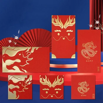 60 Vnt Kinų Naujieji Metai Raudona Vokai Pavasario Šventė Pasisekė Pinigų Paketus Metų Dragon 2024