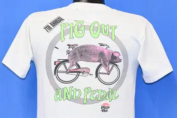 90s Pizza Hut 7-osios Metinės Kiaulių Atlikti ir Pedalas Dimo Dviračių T-shirt