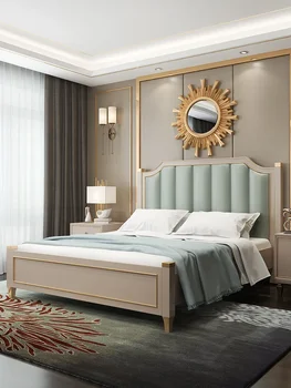 Amerikos prabangūs mediniai lovų post-modernus paprastumas internete celebrity lova italų meistras lova Šiaurės dvigule lova