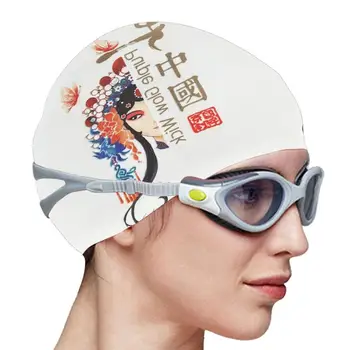 Atsparus Vandeniui Plaukimo Kepuraites Unisex Silikono Plaukti Kepurės Suaugusiems Kinijos Spausdinimo Raukšlių Nemokamai Neslidus Plaukti Kepurės Mokymo