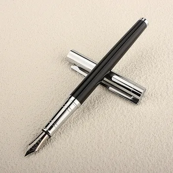 Aukštos Kokybės Metalo 126 Fontanas Pen Black Silver 0.5 mm PLUNKSNŲ Kaligrafija Raštinės reikmenys Biuro mokyklinės prekės, Rašymo