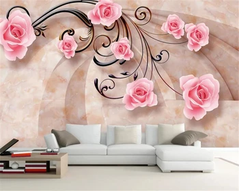 beibehang Užsakymą tapetai freskomis Jade atleidimo rožių gėlių marmuro TV, Sofa bedsid fono sienos freskos tapetai, sienų ir 3 d