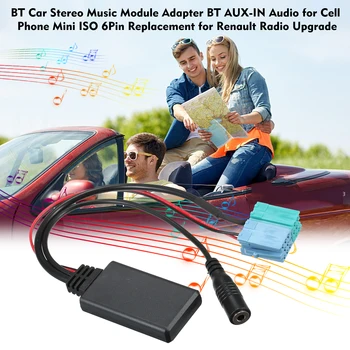 BT Car Stereo Muzikos Modulis BT Adapteris AUX-IN, Audio mobilusis Telefonas Mini ISO 6Pin Pakeitimo Renault Radijo Atnaujinti