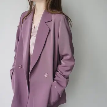 Elegantiškas Aukštos klasės Moterų Violetinis Kostiumas Striukė 2023 Naują Pavasario ir Rudens High-end Prasme Kepti Gatvės Atsitiktinis Palaidų Kostiumo Švarkas Viršų