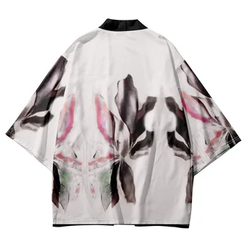 Harajuku Japonijos Rinkiniai Kimono Mados Plius Dydis 5XL 6XL White Beach Vyrų, Moterų Megztinis Haori Obi Drabužiai
