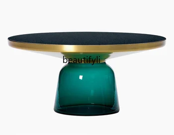 Italų Stiliaus Šviesos Prabanga Grūdintas Stiklas Bell Arbatos Stalo Kūrybos apskritojo Stalo Kampe Dizainerio staliukas