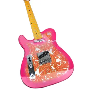 Kairiarankis 6-string elektrine gitara, spalva-keičiasi klaidą lipdukai, klevo fortepijonas kaklo dėvėti string pašto.
