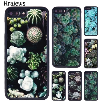 Krajews Kaktusiniai Augalai Succulents Telefono dėklas Skirtas iPhone SE2020 15 14 6S 7 8 plius 11 12 mini Pro 13 X XR XS Max padengti shell coque
