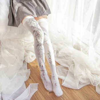 Mados moterų kojinės 3d spausdinimo seksualus over-the-knee Lolita kojinės, minkštas ir patogus nailono tinklinės kojinės cosplay