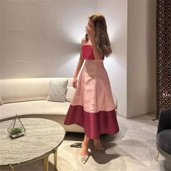 MINGLAN Mados Stebėjimo Klostyti Rankovių Linija Ilgą vakarinę Suknelę Elegantiškas Arbatos Ilgis Oficialų Promenadzie Suknelė Moteriai Naujas 2023