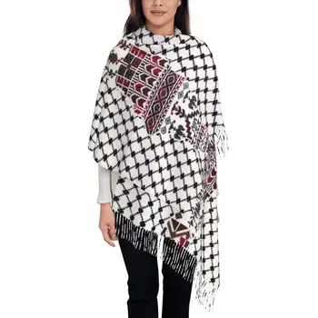 Moterų Skara su Kutas Palestinoje Palestinos Didelių Super Skara ir Apvyniokite Tatreez Siuvinėjimo Dizainą Grįžtamasis Pashmina Šalikai