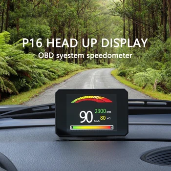 OANA P16 OBD2 HUD Automobilio borto Kompiuteris Skaitmeninis Head Up Display Greitis APS / min Matuoklis Daviklis, Auto Reikmenys, Vandens Temperatūros Signalą