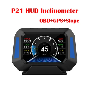 P21 4x4 Inclinometer Automobilį Lygio Jutiklis HUD Gradientas GPS Realaus Laiko Off-road Transporto Sistemos Spidometras Auto Priedai