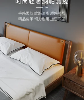 Pelenai žurnalas pilnas medžio masyvo lova šviesos prabangūs modernios paprasta Šiaurės dvigulė lova 1,8 m odinis minkštų lova, miegamojo