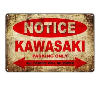 Pranešimo Kawasaki Motociklai, automobilių Stovėjimo aikštelė-Tik Tin Pasirašyti Derliaus Sienos Plakatas Retro Geležies, Tapyba Metalo Apnašas Lapas Baras, Kavinė, Garažas