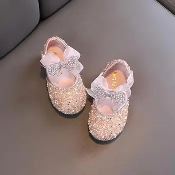 Princesė batai nauja vaikų china odos bateliai mergaitėms diamond bow vieną batai 2023 mados kūdikis, vestuvių bateliai