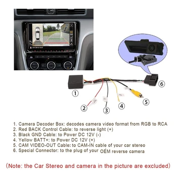 RGB Į (RCA) garso ir vaizdo CVBS Signalo Keitiklis Dekoderį, Adapteris, Skirtas Gamykloje Galinio vaizdo Kamera Tiguan Golf 6 Passat CC