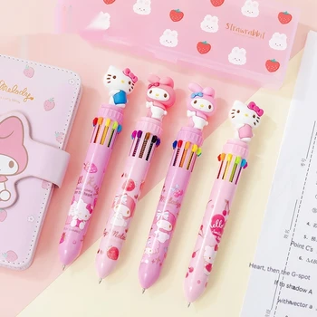 Sanrio Šeimos Hello Kitty Melodija Vaizdo Push-to-push Kolegijos Studentas, Multi-colored Pen Vaikų Dovanų Animacinių filmų Tušinukas