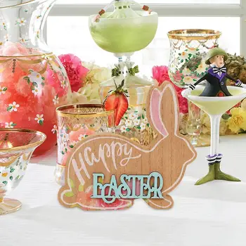 Velykų Mediniai Papuošalai Dažytos Medinės Easter Bunny Ženklai Medienos Medžiagos, Apdailos Priemonė knygų Lentynos, Spintos Židiniai
