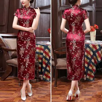 Vintage Stiliaus Cheongsam Suknelė Retro Stiliaus Cheongsam Suknelė Kinijos Nacionalinio Stiliaus Gėlių Siuvinėjimas Cheongsam Elegantiškas Vasarą