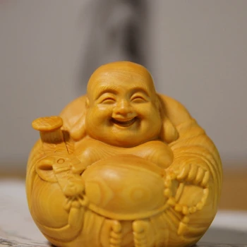 Yueqing lapais boxwood drožyba vertus gabaliukai papuošalai žaisti su Buda amatų dovanos šypsena Budos Maitrėjos Budos turas