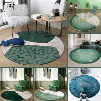 Šiaurės šalių žalieji marmuro apskrito kilimų namo gyvenamasis kambarys miegamasis vonios kambario grindų apdailos anti slip minkštas 